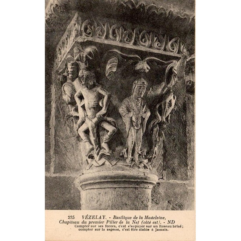 225 - VEZELAY - Basillique de la Madeleine - Chapiteau du premier pilier de la nef côté Est -- ND