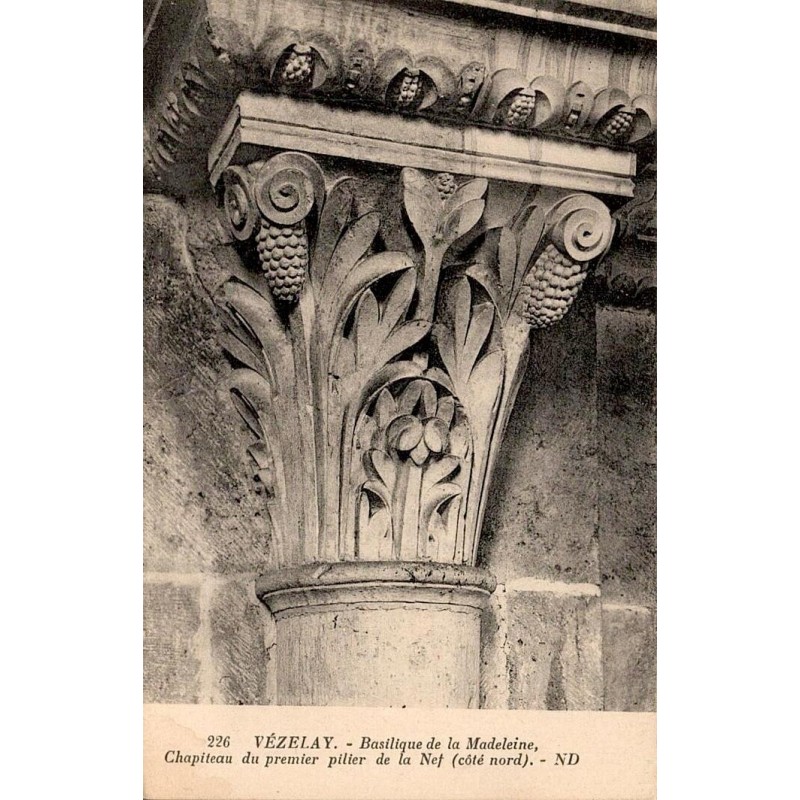 226 - VEZELAY - Basilique de la Madeleine - Chapiteau du premier pilier de la nef côté Nord -- ND