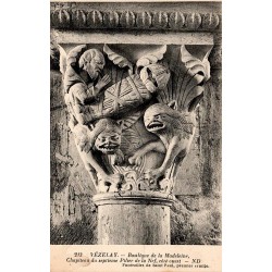 Carte postale ancienne Vézelay chapiteau 7e pilier nef ouest