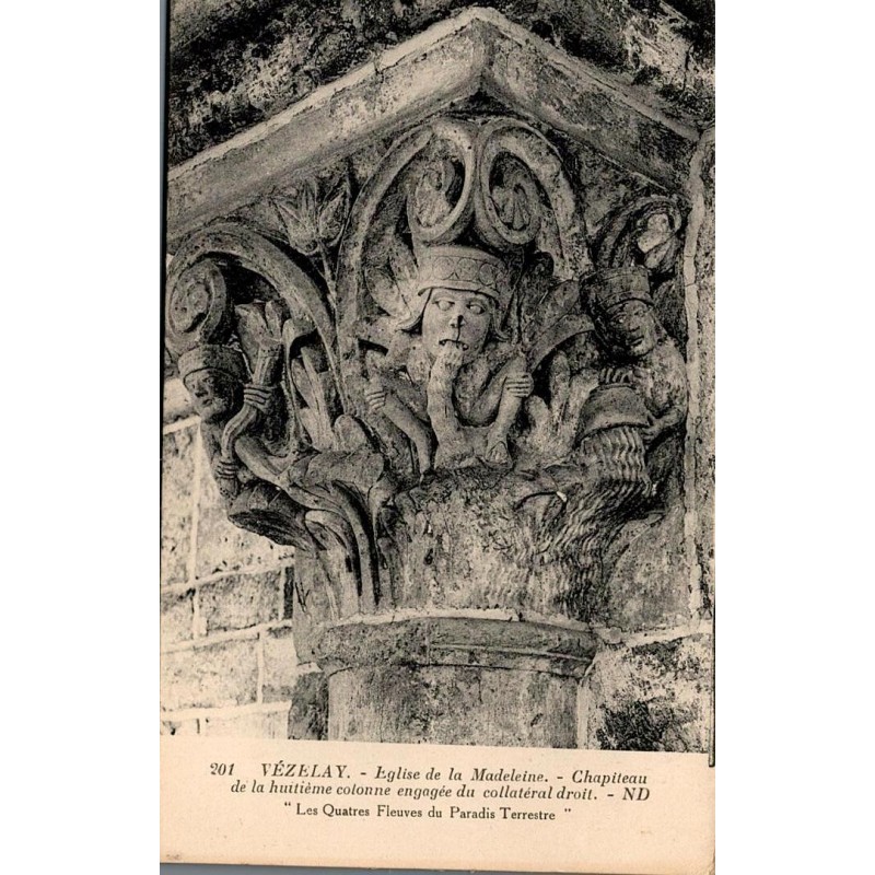 201 - VEZELAY - Basilique de la Madeleine, Chapiteau de la huitième colonne engagée du Collatéral droit -- ND