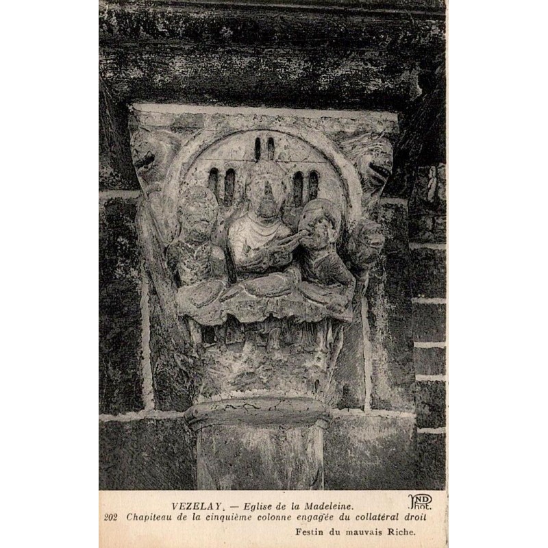 202 - VEZELAY - Église de la Madeleine, Chapiteau de la cinquième colonne engagée du Collatéral droit -- ND