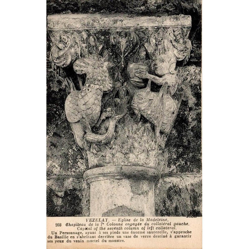 203 - VEZELAY - Église de la Madeleine, Chapiteau de la 7ème colonne engagée du Collatéral gauche -- ND