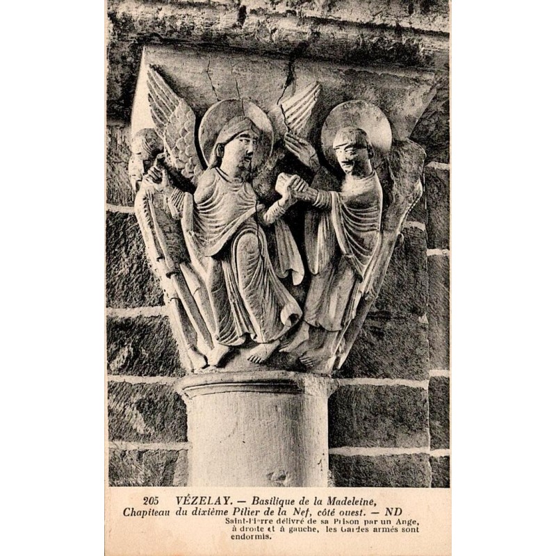 205 - VEZELAY - Basilique de la Madeleine, Chapiteau du dixième pilier de la nef, côté ouest -- ND