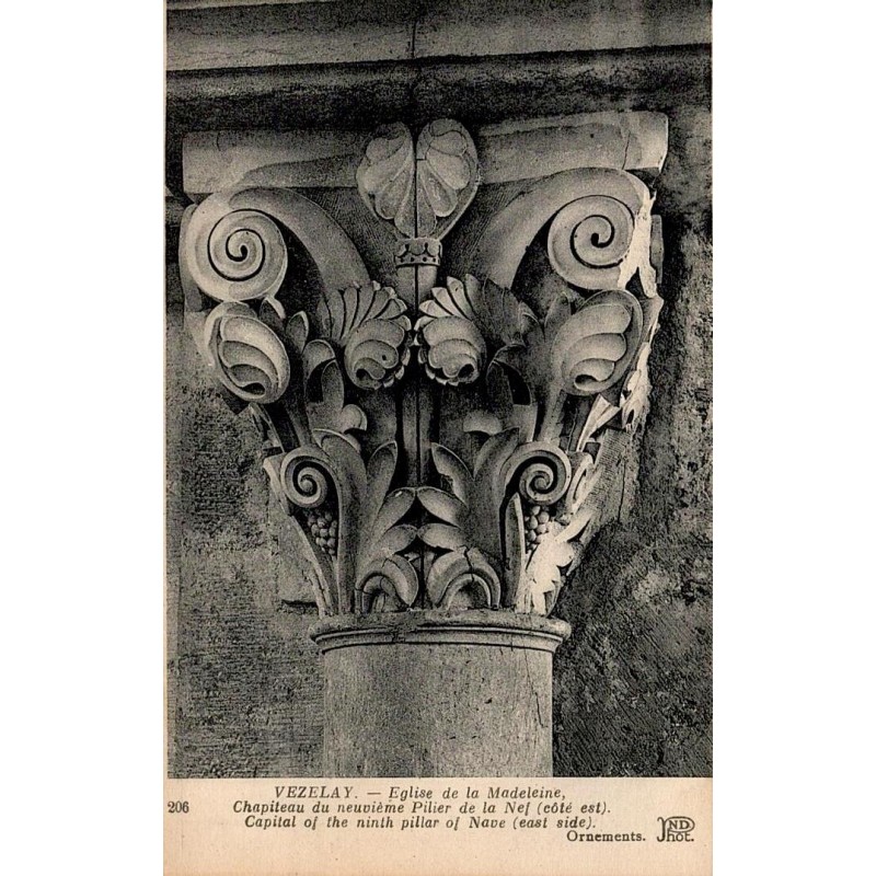 206 - VEZELAY - Église de la Madeleine - Chapiteau du neuvième Pilier de la Nef (Côté Est)