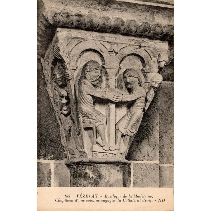 183 - VEZELAY - Église de la Madeleine, Chapiteau d'une colonne engagée du Collatéral droit -- ND