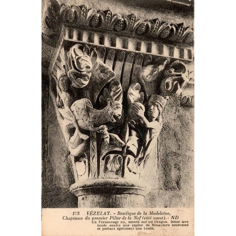 173 - VEZELAY - Basilique de la Madeleine, Chapiteau du premier pilier de la Nef côté ouest-- ND