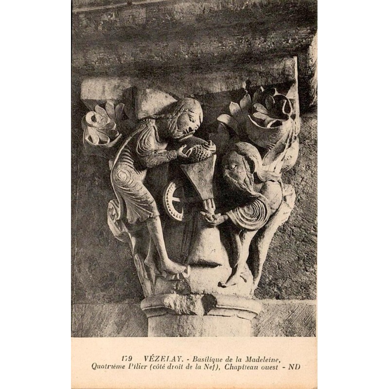 179 - VEZELAY - Basilique de la Madeleine -Quatrième Pilier (Côté droit de la Nef), Chapiteau ouest -- ND