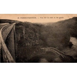 Carte postale ancienne Pierre Perthuis vue sur la Cure et les ponts Yonne