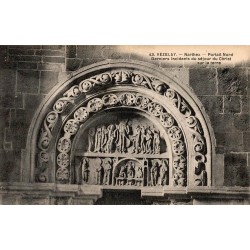 Carte postale ancienne Vézelay narthex portail nord scènes Christ sculptées