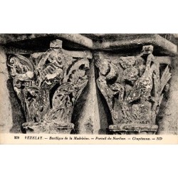 Carte postale ancienne Vézelay portail narthex chapiteaux Basilique Madeleine