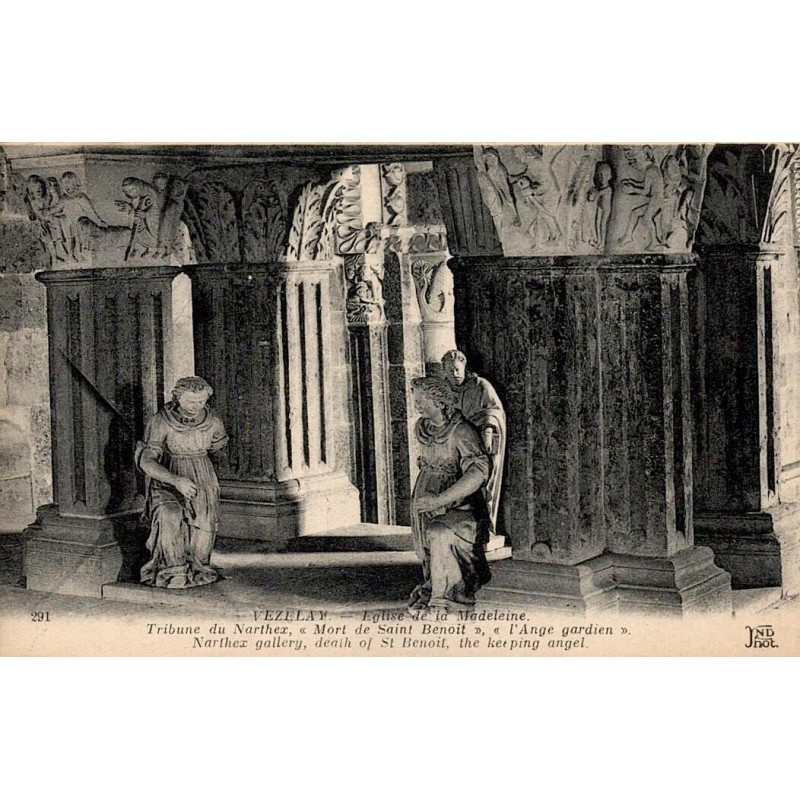 Carte postale ancienne Vézelay tribune du narthex Basilique Madeleine