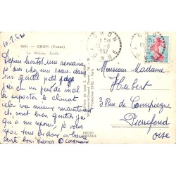 CPSM Gron mairie école Yonne