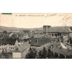 Carte postale ancienne Belfort panorama pris du Lion vue générale ville