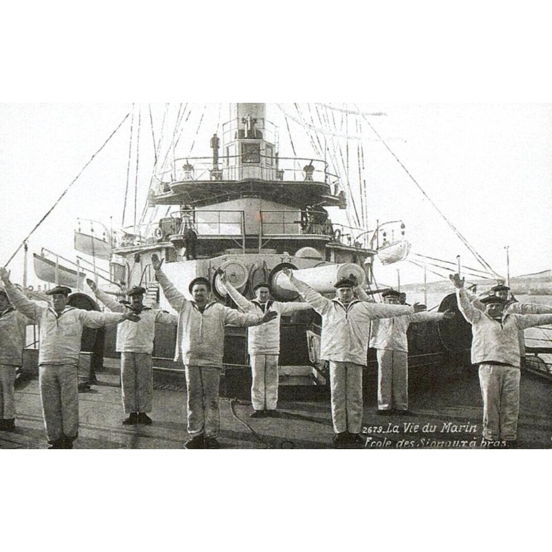 Carte postale ancienne La vie du marin École des Signaux à Bras Guerre 1914-18