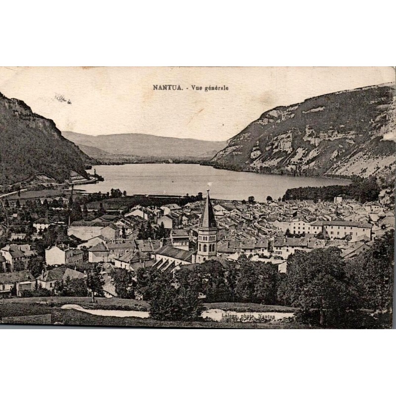 Carte postale ancienne Nantua vue générale panorama lac et ville Ain