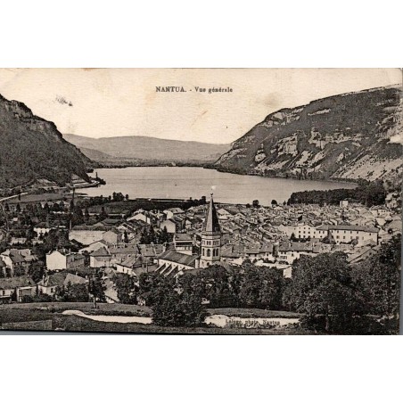 Carte postale ancienne Nantua vue générale panorama lac et ville Ain
