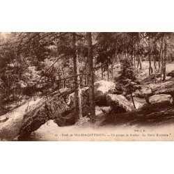 Carte postale ancienne forêt de Villers Cotterets pierre branlante Aisne