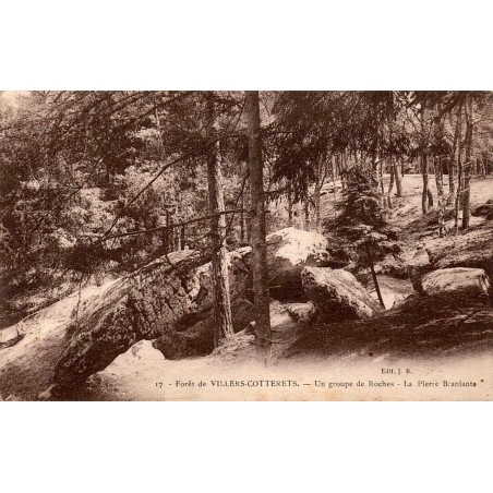 Carte postale ancienne forêt de Villers Cotterets pierre branlante Aisne