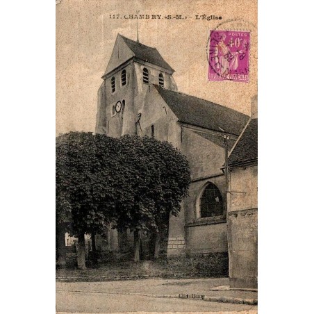 Carte postale ancienne Chambry église village Aisne