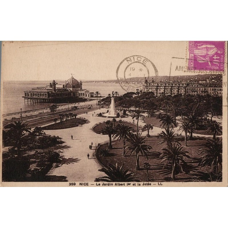 Carte postale ancienne Nice Jardin Albert 1er et la jetée LL