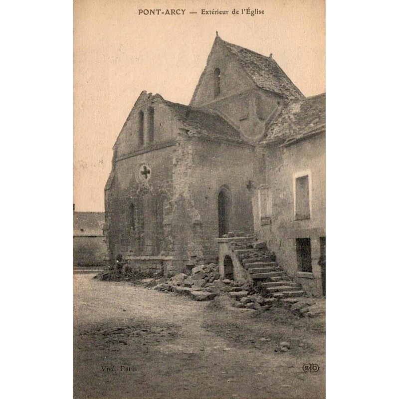 Carte postale ancienne Pont Arcy église Aisne