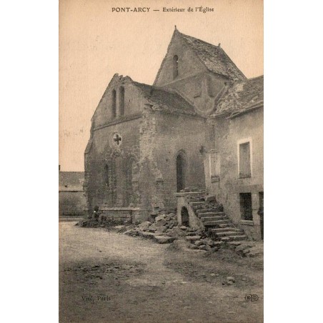Carte postale ancienne Pont Arcy église Aisne