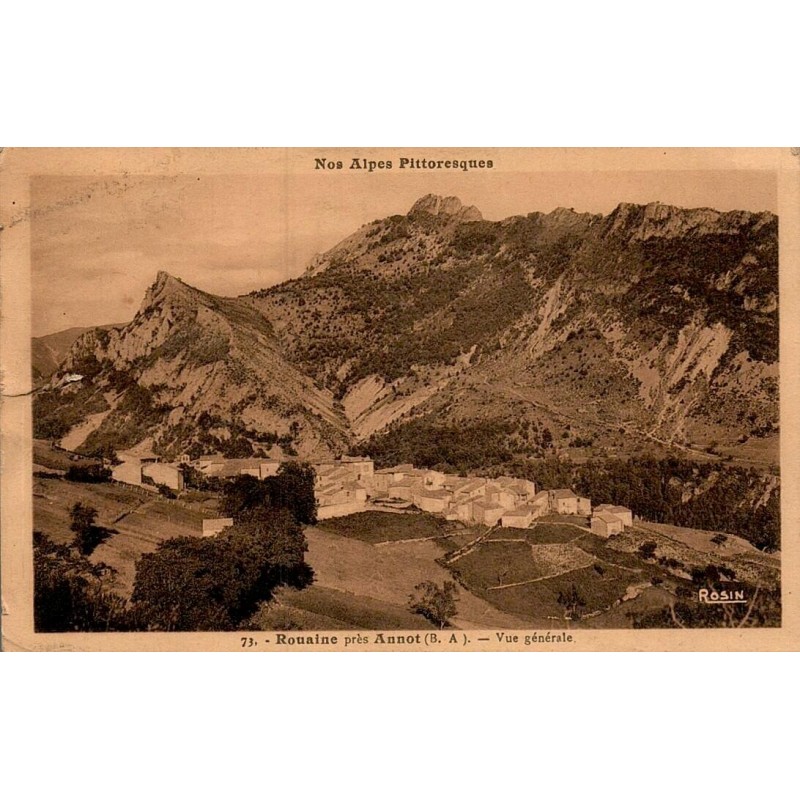 Carte postale ancienne Rouaine près Annot vue générale Alpes de Haute Provence