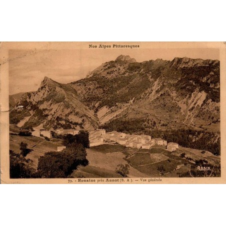 Carte postale ancienne Rouaine près Annot vue générale Alpes de Haute Provence