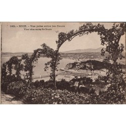 Carte postale ancienne Nice vue prise entre les fleurs