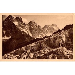 Carte postale ancienne chaîne du Pelvoux Ailefroide vue glacier blanc Écrins