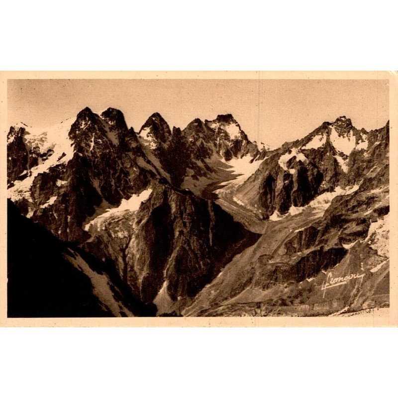 Carte postale ancienne La Grave chaîne du Pelvoux col de Monestier