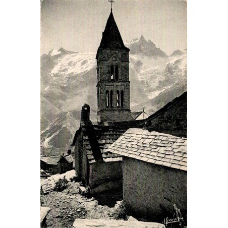 Carte postale ancienne La Grave église des Terrasses Meije