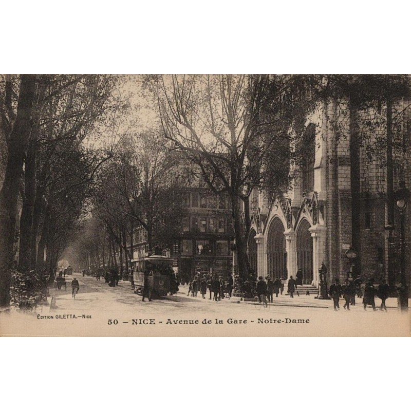 Carte postale ancienne Nice Avenue de la Gare Notre-Dame