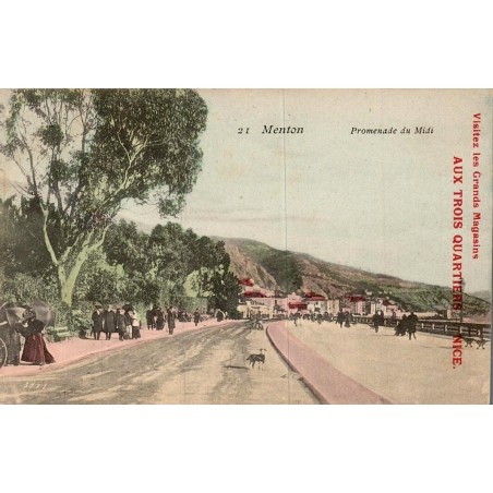 Carte postale ancienne Menton promenade du Midi bord de mer