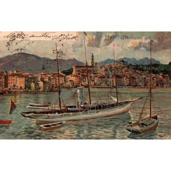 Carte postale ancienne Menton vieille ville et port Riviera