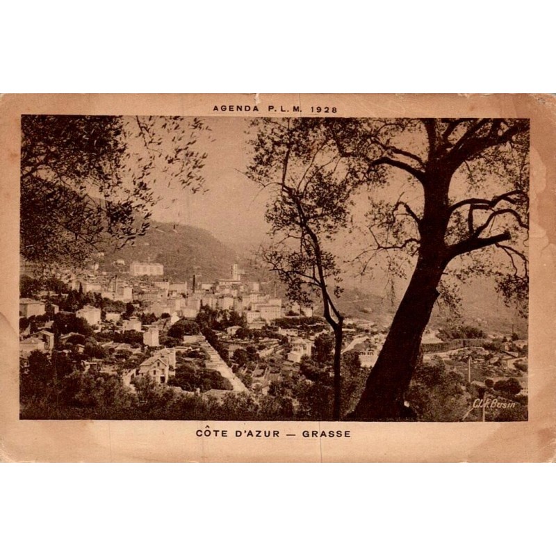 Carte postale ancienne Agenda PLM 1928 Grasse Côte d’Azur