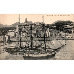 Carte postale ancienne Menton port vieille ville Riviera