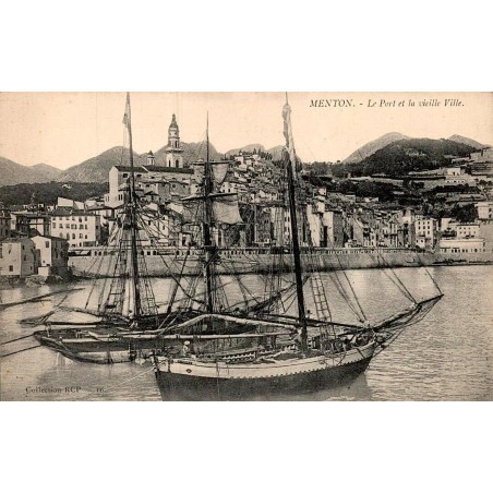 Carte postale ancienne Menton port vieille ville Riviera