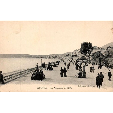 Carte postale ancienne Menton promenade du Midi