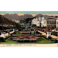 Carte postale ancienne Menton jardin public Riviera