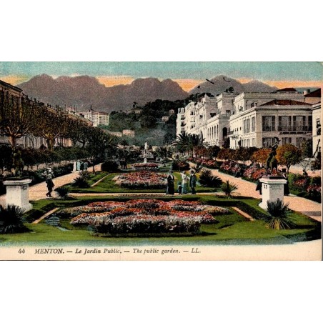 Carte postale ancienne Menton jardin public Riviera