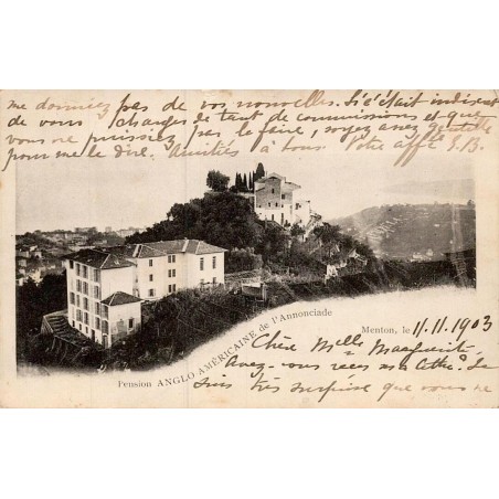 Carte postale ancienne Menton pension Annonciade anglo américaine