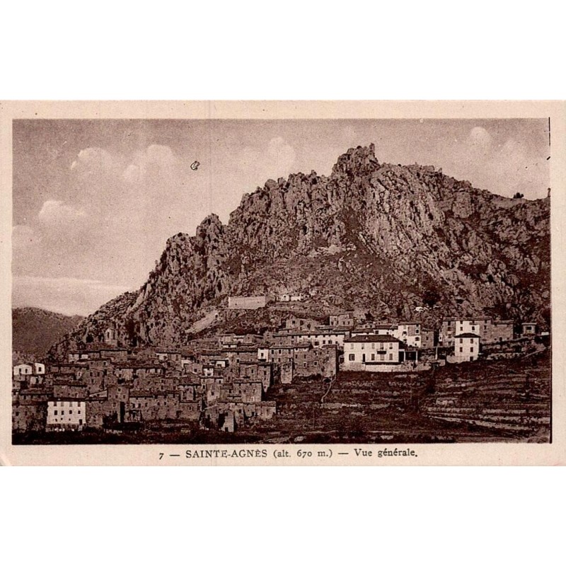 Carte postale ancienne Sainte Agnès vue générale village perché