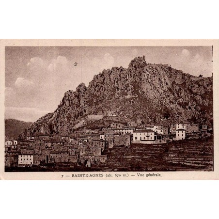 Carte postale ancienne Sainte Agnès vue générale village perché