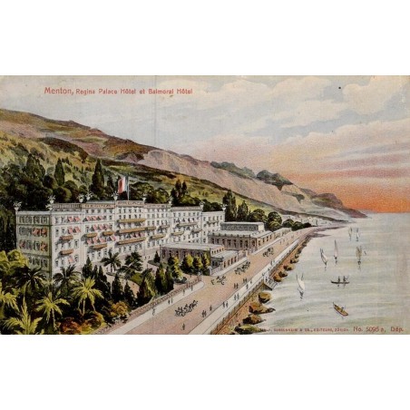 Carte postale ancienne Menton Regina Palace Balmoral hôtels