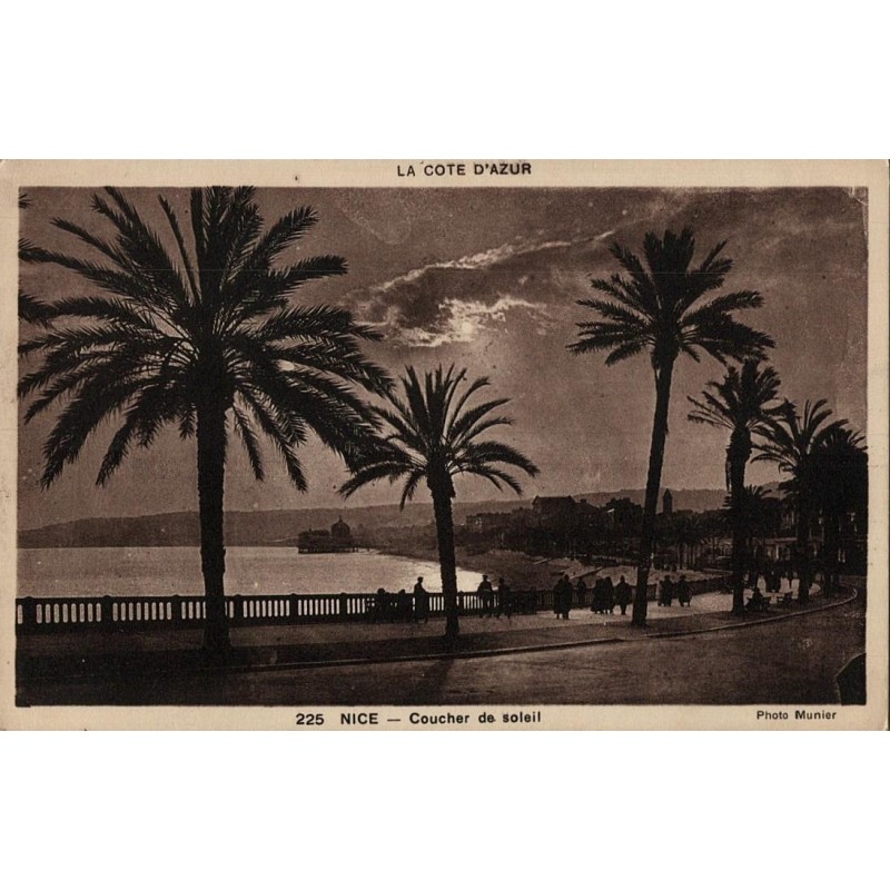 Carte postale ancienne Nice coucher de soleil Côte d’Azur