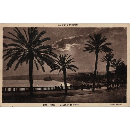 Carte postale ancienne Nice coucher de soleil Côte d’Azur