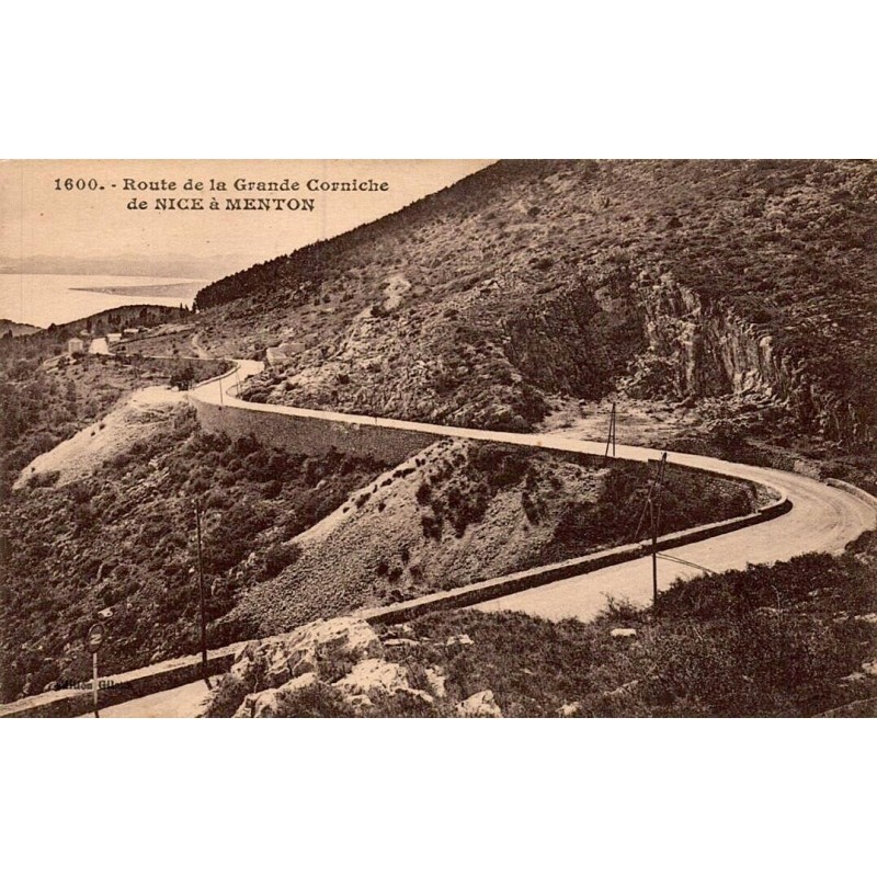 Carte postale ancienne Grande Corniche Nice Menton route panoramique