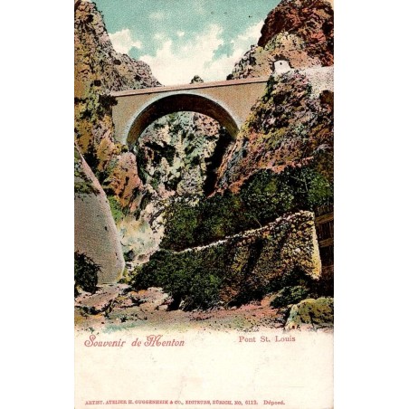 Carte postale ancienne Menton pont Saint Louis frontière Italie