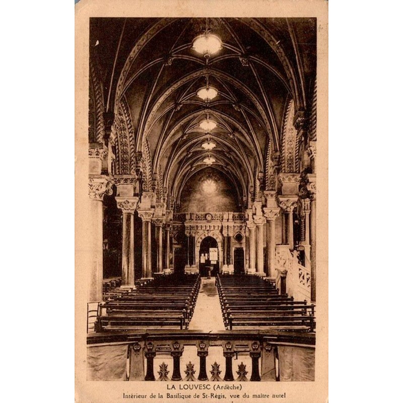 Carte postale ancienne Lalouvesc intérieur basilique maître autel